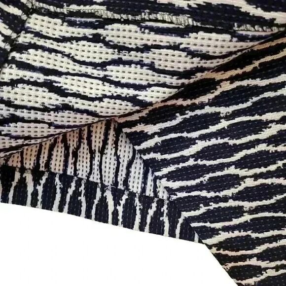 Loft Women's Black & White Cotton/Poly Geometric Print Asymmetrical Wrap Pencil - Picture 6 of 13